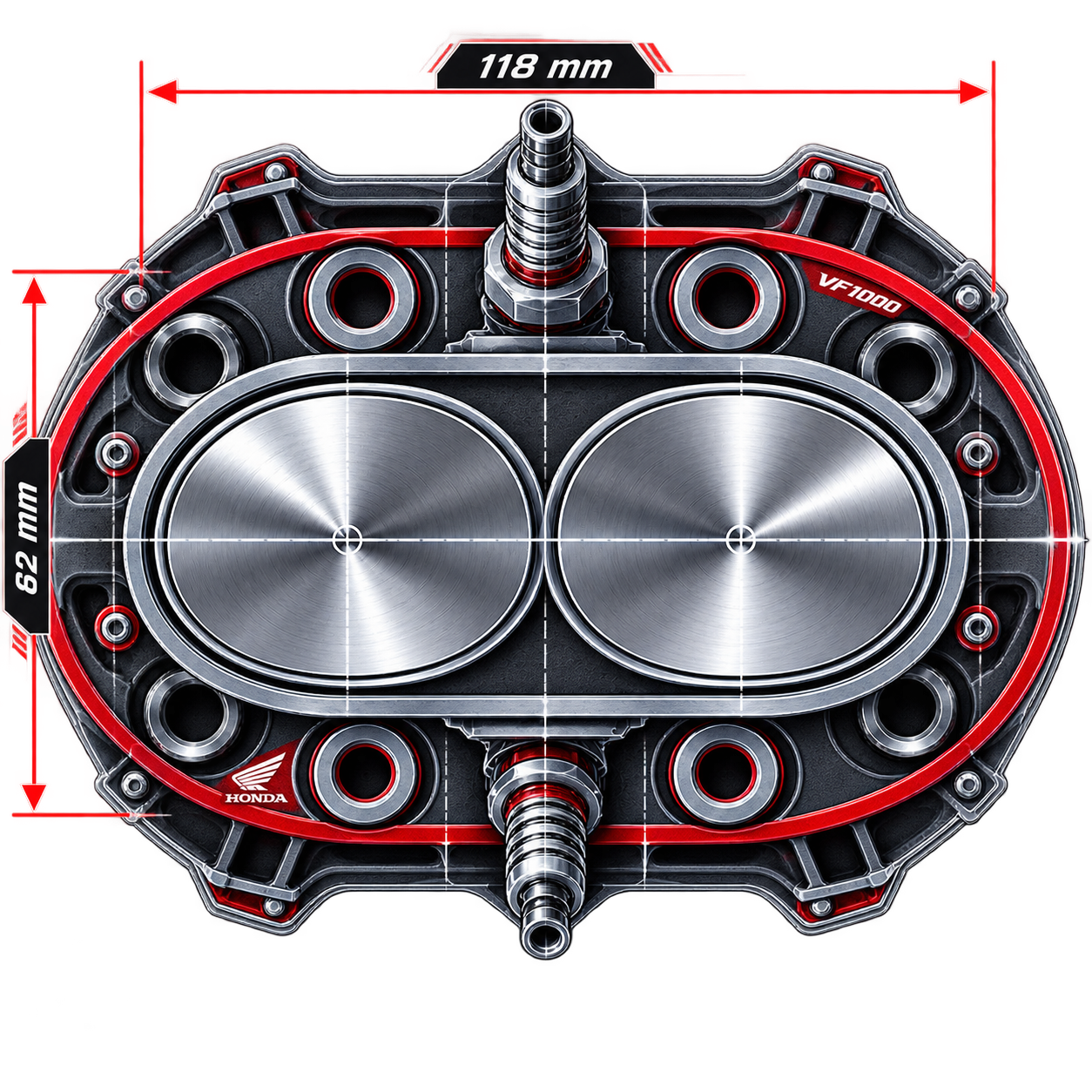 Abstract schematic of the Honda NR500 oval-piston V4 concept